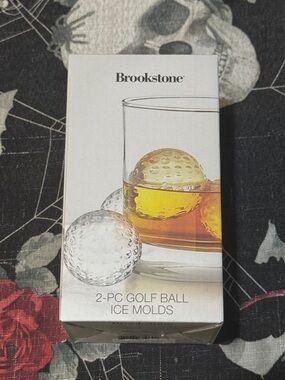 NEW IN BOX BROOKSTONE 2-PC SILICONE GOLF BALL ICE MOLDS WHISKEY DISHWASHER SAFE